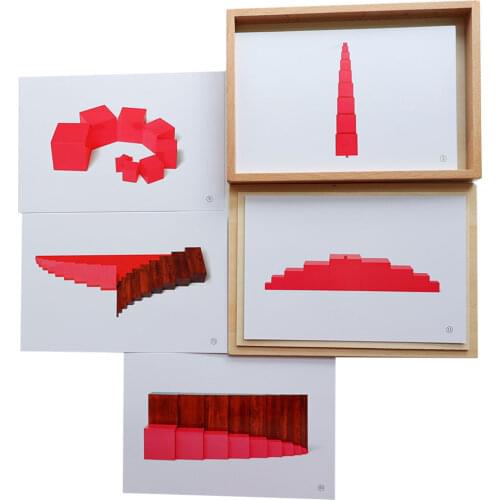 Baby Toy Montessori Guiding Cards Pink Tower Brown Stairs Long Rods Sensorial Early Education Preschool Kids Brinquedos Juguetes