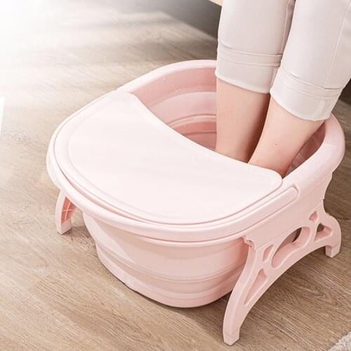 Folding Foot Tub with Lid Foot Wash Tub Foaming Massage Bucket Sauna Bathtub Foldable Bucket Foot Bath Basin Reduce Pressure