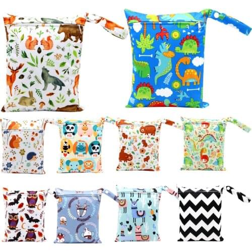 Asenappy 20*25cm Zipper Mini Wet Bag Reusable Waterproof PUL Snap Handle Wetbag For Baby Diapers Nappies Stroller Diaper Wet Bag