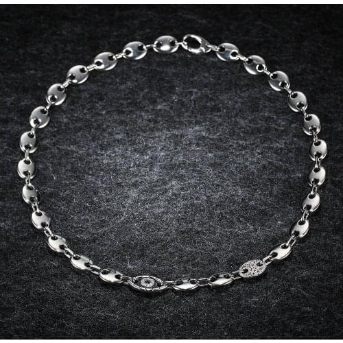 LIDU High Quality 925 Silver Evil Eye Clavicle Necklace Temperament Versatile Monaco Jewelry Gifts For Friends