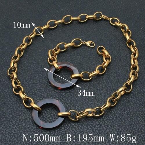 Womans Fasahion Wholesale Stainless Steel Vintage Jewelry Round Silver Color Bracelet Necklace Sets For Woman SBJEHDCH1