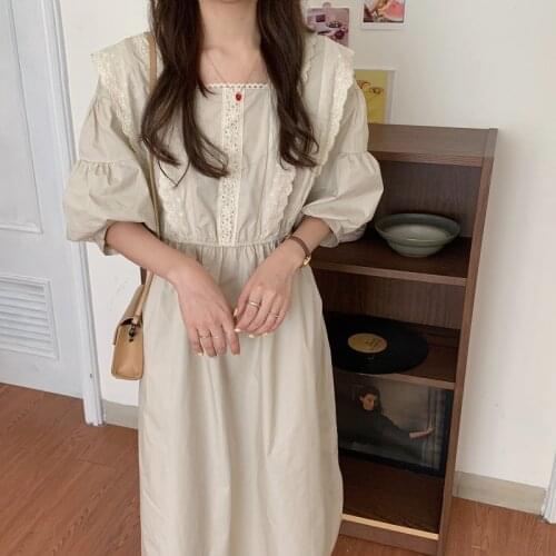 Alien Kitty Princess Vintage Lace Sweet Slim Elegant Hook Flowers 2021 Elegance New Patchwork Femme Summer Long Dresses Vestidos