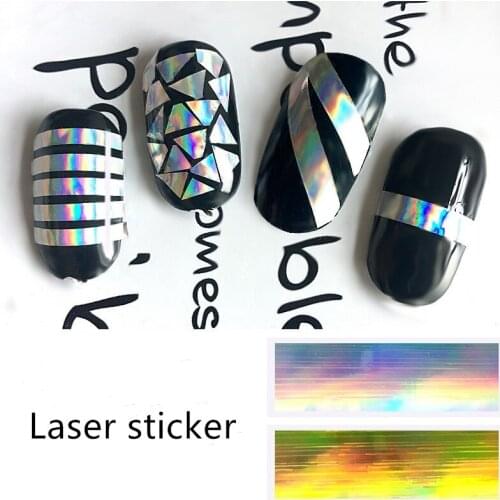 Nail Sticker Strap Glue Gold and Silver Laser Nail Sticker Colorful Laser Sticker Nail Art Decoration