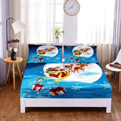 Gift 3pc Polyester Solid Fitted Sheet Mattress Cover Four Corners With Elastic Band Bed Sheet(2 pillowcases)