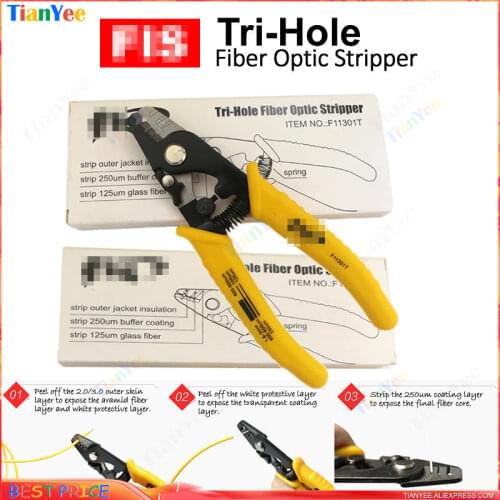 2pcs/Lot F11301T Miller clamp Fiber stripping pliers F11301T FIS Tri-Hole Fiber Optic Stripper Miller Wire stripper