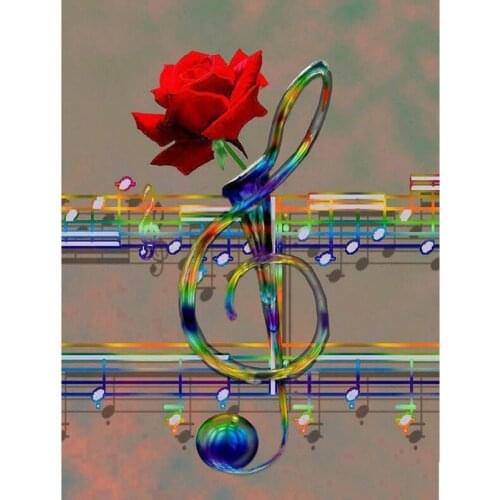 Full Square/Round Drill 5D DIY Diamond Painting "Music rose flower" 3D Diamond Embroidery Cross Stitch Home Decor