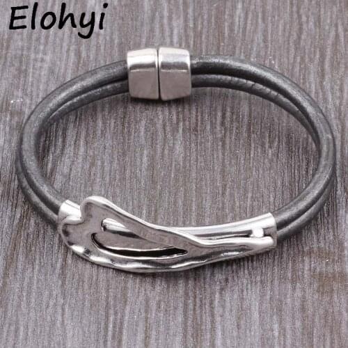 ELOHYI Women Bracelet&Bangles Multilevel Heart Leather Rope Magnet Buckle Bracelet For Women Elegant Design Jewelry Gifts
