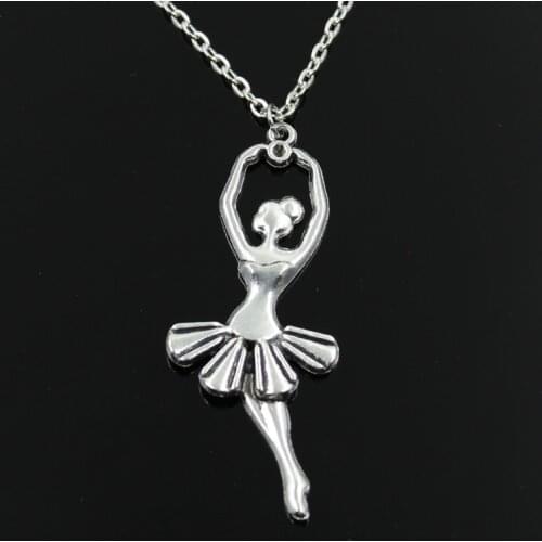New Fashion Ballet Dancer Ballerina Pendants Round Cross Chain Short Long Mens Womens Silver Color Necklace Jewelry Gift