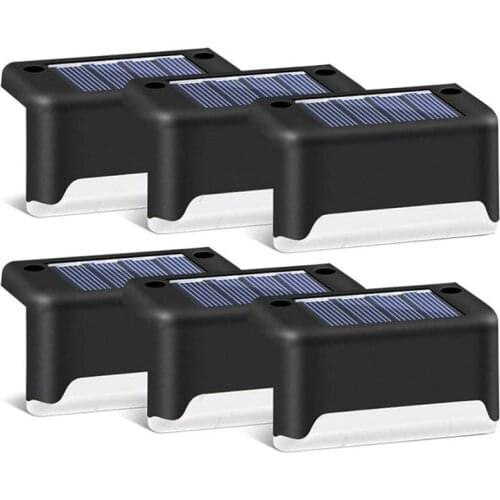 Black Solar Deck Lights 6 Pack, Waterproof Solar LED Step Lights Fence Lamp Outdoor Lighting for Outdoor Deck, Patio, Stair, Yar