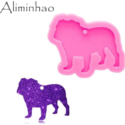 DY0950 Bright Pug Keychain Mold, Dog Silicone Molds for Epoxy Resin Casting, Moulds for Jewelry Craft