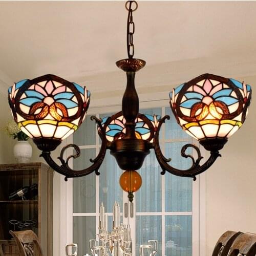 European-Style Creative Tiffany Colored Glass Living Room Dining Room Bedroom Bar Tea House Blue Loving Heart 3