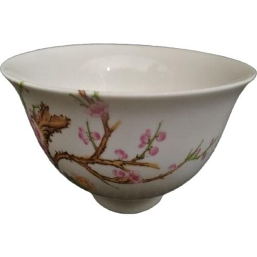Chinese old porcelain Pastel porcelain bowl FLOWER bird bowl