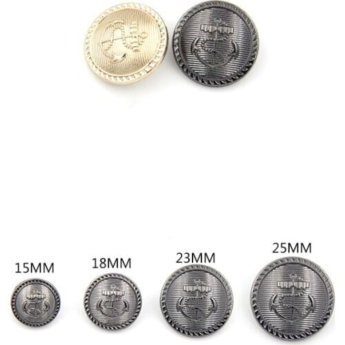Clothing Button 15-25MM Bright Iron Anchor Embossed Metal Suit Buttons Fashion Buttons Buckle