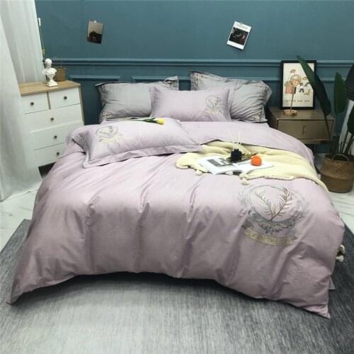 2020 Luxury 100% Cotton Soft texture Bedding Set Embroidery Duvet Cover Sets Bed Sheet Pillowcases Queen Size 4Pcs