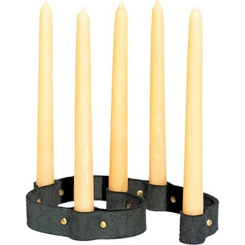 Leather Candle Holder - Black coloured Handmade %100 Cowhidefor 5 candles placed on it