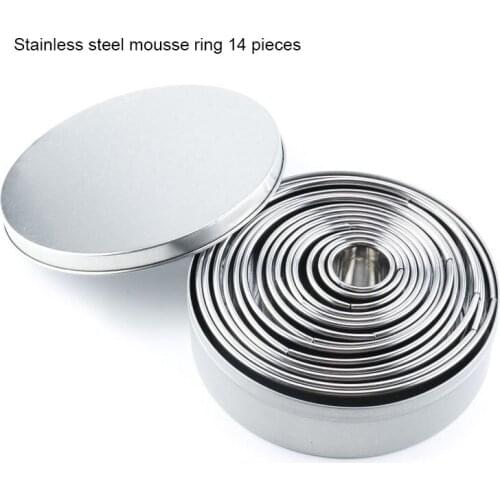Round Stainless Steel Cake Mould Set Baking Appliance 14 Sets Of Stainless Steel Biscuit Mould