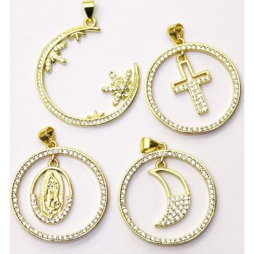 10 Pcs Round pendant Mix shape zircon pendant accessories for necklace making Jewelry chain Fashion eyes jewelry pendant 7235