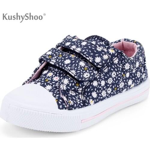 KushyShoo Kids Shoes for Girl Canvas Children Shoes Flowers Sneakers 2019 Boy Shoes Navy Kids Boy Canvas Shoes Tenis Infantil