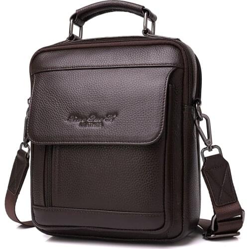 Mens leather shoulder baotou layer cowhide inclined shoulder bag the mini tablet bag handbag fashion business