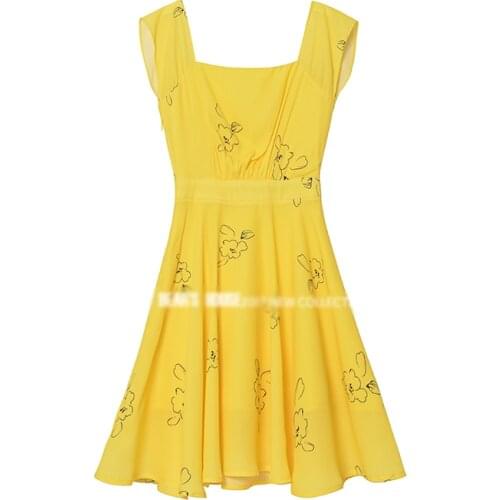 Lalaland Mia Yellow chiffon cos Dress la la land Cosplay Costume Party costume for women