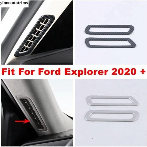 Fit For Ford Explorer 2020 2021 Inner Window Pillar A Air Outlet Vent Panel Cover Trim ABS Matte / Carbon Fiber Look Accessories