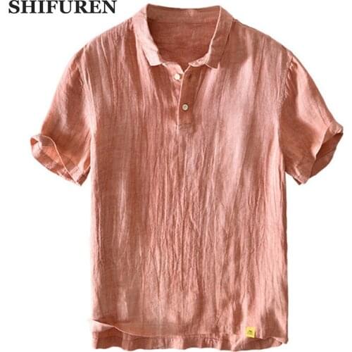 SHIFUREN Mens Linen Shirts
