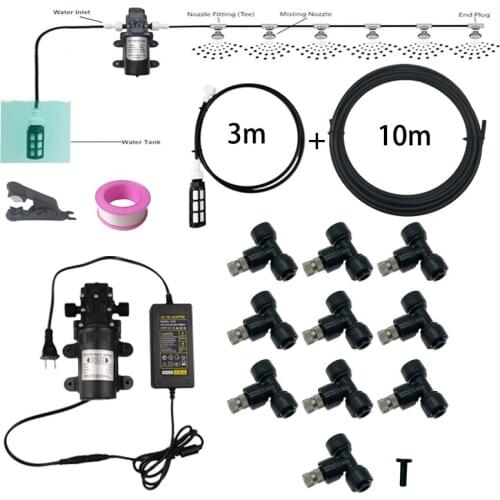 DIY 10M Pump Misting System 12V 60W Diaphragm Fog Machine Water Sprayer Kit For Outdoor Patio Garden Cooling Humidification