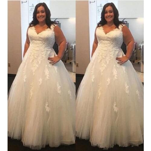 Vestido De Noiva Lace Plus Size Wedding Dresses 2020 Ball Gown Puffy Tulle V Neck Cheap Boho Wedding Gown Bridal Dresses