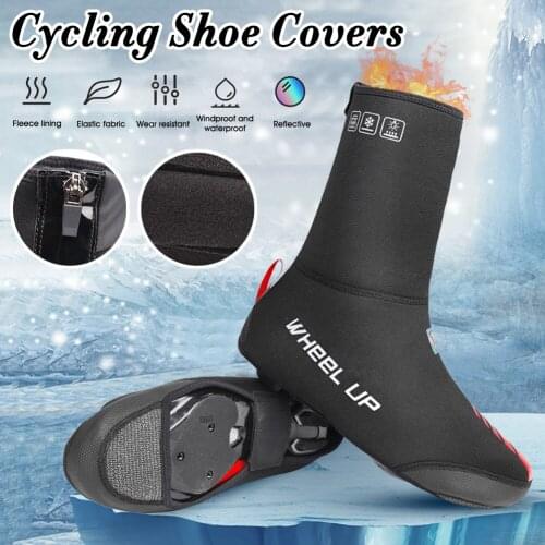 Cycling Shoe Covers Thermal Fleece-Lined Shoe Cover for Bike Windproof Overshoes with Reflective Zipper