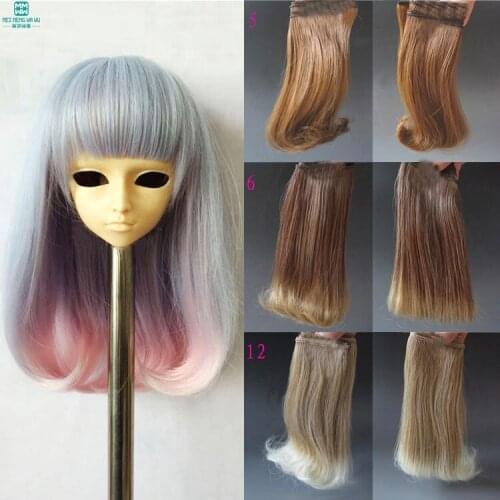 1pcs 15cm&25cm Natural curls hair for doll fits 1/3 1/4 1/6 BJD doll wigs Brown light gold khaki