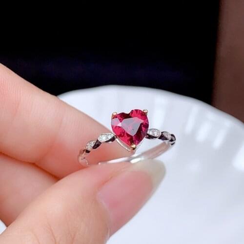 925 Silver Delicate Heart Rings Sweet Romantic Jewelry Fashion Inlay Red Cubic Zircon Adjustable Ring For Women Wedding Party