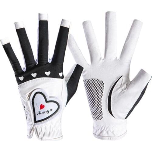 1Pair Women Golf Gloves Fingerless Soft Sport Gloves Ladies Granules Anti-Skid Cycling Gloves Hand Elegant Mittens Equipments
