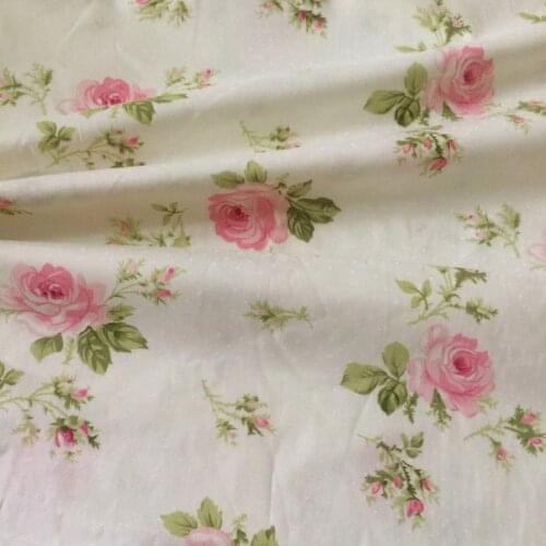100% Cotton twill pastoral fresh pink rosa dot lattice check cloth DIY sheet apparel quilting decor quilting patchwork Fabric