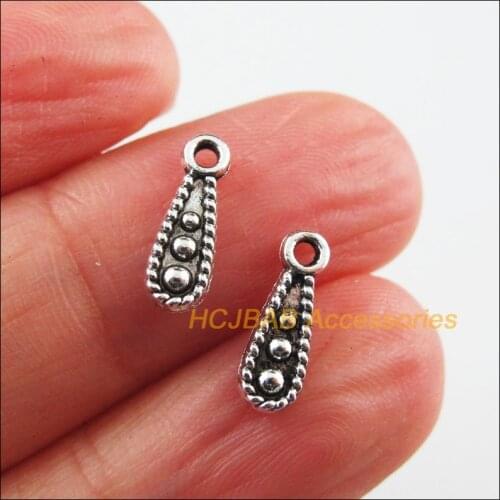 100 New Teardrop Charms Tibetan Silver Color Tiny Waterdrop Pendants 4x12mm