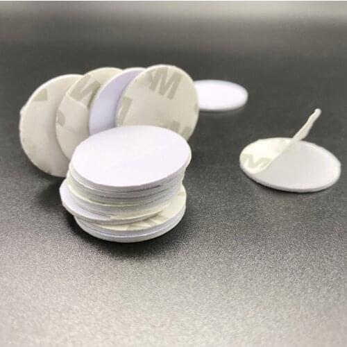 100pcs 25mm 13.56 Mhz RFID Cards IC 3M Sticker Coin Cards FM1108 Chip Compatible S50 For Access Control