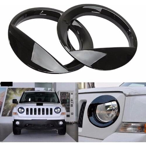 2 Pcs Chrome & Black Angry Eyes Front Headlight Cover Trim Cover For Jeep Patriot 2011-2014 Car Lamp Hoods Shell Stryling