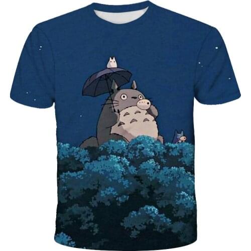 2021 Japanese anime mens T shirt, Hayao Miyazaki My Neighbor Totoro cartoon print short-sleeved O-neck breathable top T shirts