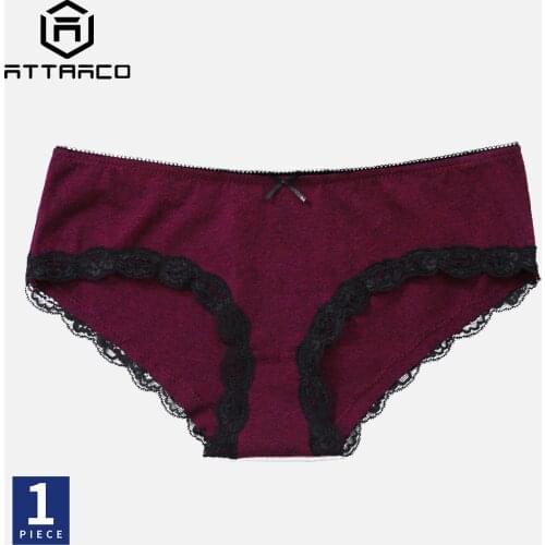 Attraco Women Cotton Underwear Pantie Hipster 1 PC Soft Strech Comfort solid Ladies Bow Tie Solid Mid-Waist трусы женские