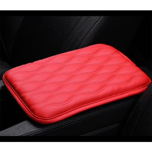Sewing Car Armrest Pad Cover Universal Center Console Embroider Leather Auto Seat Armrests Box Protection Cushion Hand Supports