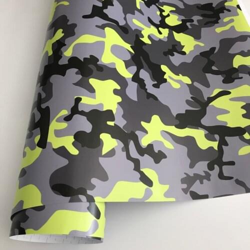 Snow Black Gray Yellow Camouflage Vinyl Adhesive Car Wrap Film Roll Air Release Bubble Free DIY Motorbike Car Sticker Wrapping
