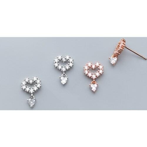 COLUSIWEI Authentic 925 Sterling Silver Heart Stud Earrings for Women Dazzling Clear CZ Wedding Engagement Fine Jewelry Brincos