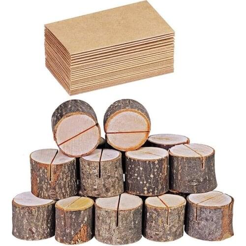 1set Wood Cylindrical Stakes Notes Folder Veneer Stump Clip Crafts Home Wedding Decoration Party Table Cards Number Plate