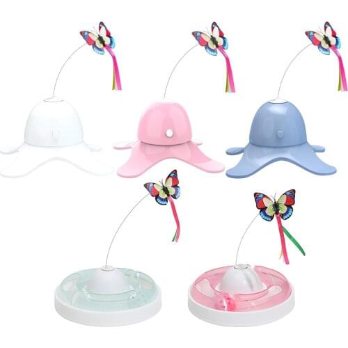 Electric Cat Toy Rotating Butterfly Kitten Toys Cat Stick Scratch Anti-skid Exercise Indoor