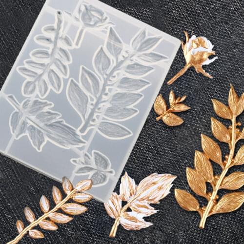 Epoxy Resin Silicone Mold Flower Leaf Mirror Mould for DIY Crafts Cake Decor Jewelry Making Tools