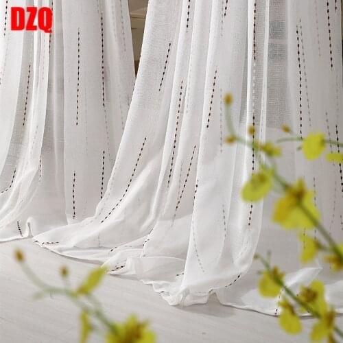 Finished Gauze Screen White Tulle Curtains for Living Room Modern Window Sheer Curtains for Bedroom Kitchen Treatments Fabric