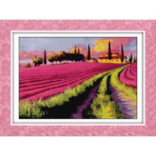 Everlasting Love Lavender Garden Ecological Cotton Cross Stitch 11CT 14CT Stamped Printed DIY Gift Product Wedding Decoration