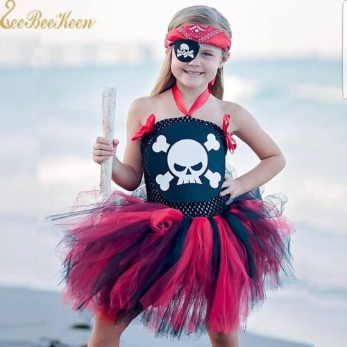 1-12Years children Pirate Cosplay Costume For Girls Tutu Dress Pirate Costume Anime Copslay Movie Role play Suit Holiday Gift