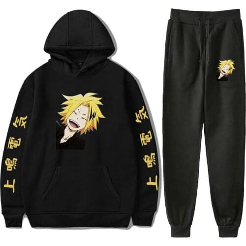 My Hero Academia Two Piece Set Women Men Long Sleeve Hoodies+Jogger Pants Denki Kaminari Anime Fashion Harajuku Clothes