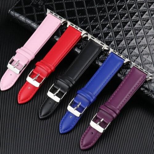 Unisex Genuine Leather Watch Strap 38mm 40mm iWatch 5 4 3 2 1 Watchband 40mm 42 mm For Apple Watch Stainless Steel Buckle Strap