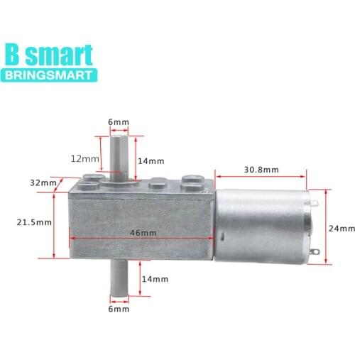 JGY370 Reduced Worm Geared 12V Double Short Shaft 6-210RPM Mini Motor 24 Volt Reversed With Mini Self-locking Gearbox Motor 6V